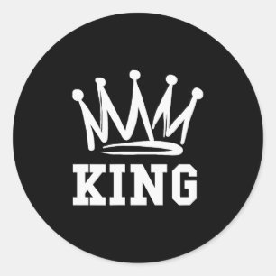 King Queen Matching Couple Wedding Saint Valentine Classic Round Sticker