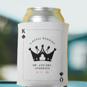 King & Queen of Clubs Casino Poker Card Wedding Can Cooler