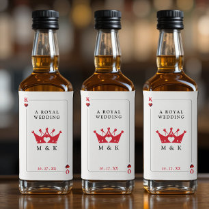 King & Queen of Hearts Casino Poker Card Wedding Liquor Bottle Label