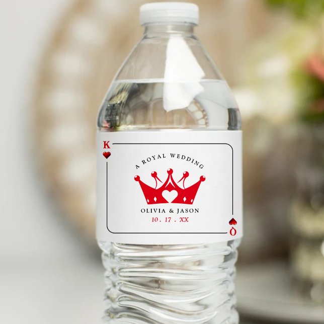 King & Queen of Hearts Casino Poker Card Wedding Water Bottle Label (King & Queen of Hearts Casino Poker Card Wedding Water Bottle Label
)