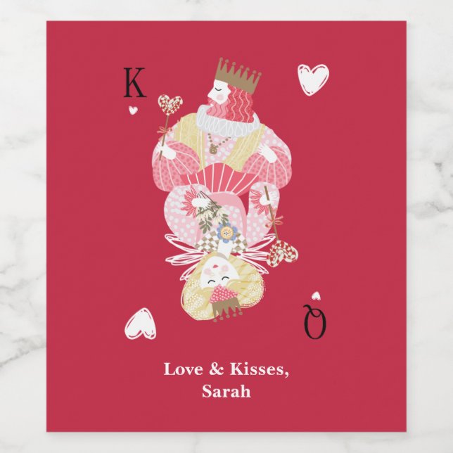 King & Queen of Hearts Personalised Wine Labels (Single Label)