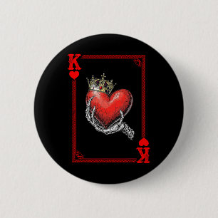 King Queen Of Hearts Playing Card Couple Matching 6 Cm Round Badge