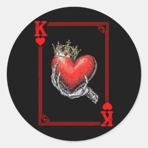 King Queen Of Hearts Playing Card Couple Matching Classic Round Sticker