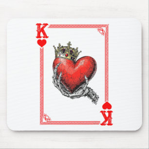 King Queen Of Hearts Playing Card Couple Matching Mouse Pad