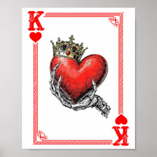 King Queen Of Hearts Playing Card Couple Matching Poster