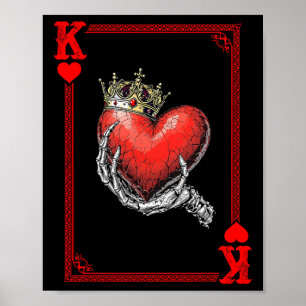 King Queen Of Hearts Playing Card Couple Matching Poster