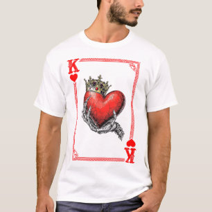 King Queen Of Hearts Playing Card Couple Matching  T-Shirt