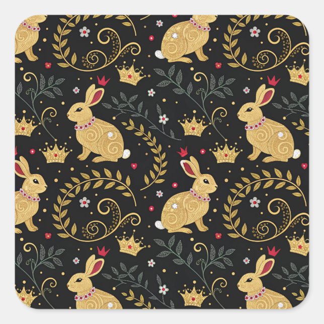 King & Queen of Hearts Rabbits Square Sticker (Front)