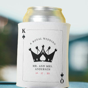 King & Queen of Spades Casino Poker Card Wedding Can Cooler