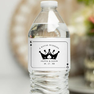 King & Queen of Spades Casino Poker Card Wedding Water Bottle Label