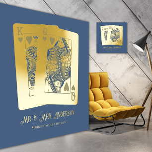 King Queen Playing Cards Newlywed Anniversary Gift Foil Prints