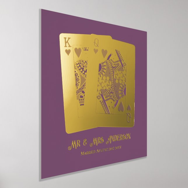 King Queen Playing Cards Newlywed Anniversary Gift Foil Prints (Laydown)