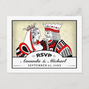 King & Queen Playing Cards RSVP Matching Postcard