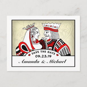 King & Queen Playing Cards Save the Date PostCard