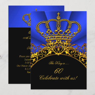 King Regal Queen Gold Royal Blue Birthday Party 2 Invitation