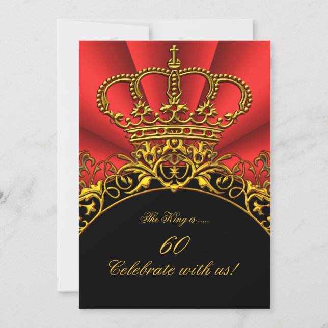 King Regal Red Queen Gold Royal Birthday Party Invitation (Front)