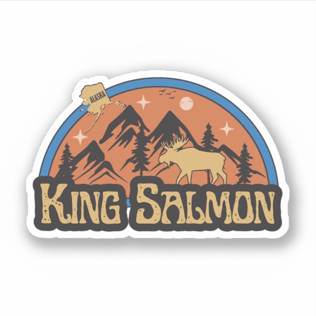 King Salmon, Alaska Sticker (Front)