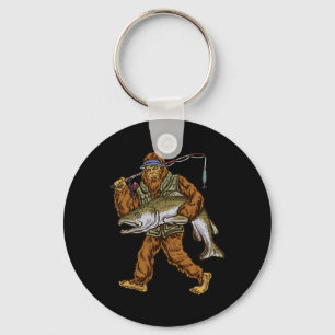 King Salmon Fishing Trout Hunting Bigfoot Fisherme Key Ring