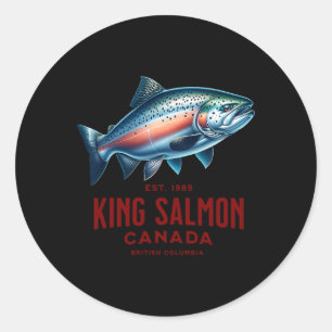 King Salmon River Fishing In British Columbia Cana Classic Round Sticker