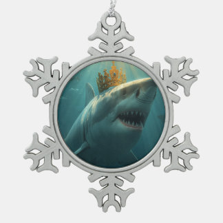 King shark snowflake pewter christmas ornament