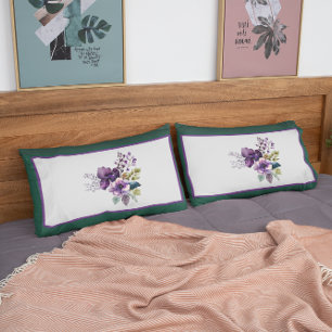 King Size Floral Design Green Purple Pillowcase