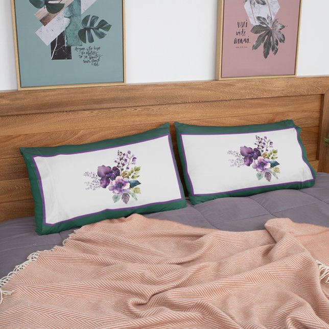 King Size Floral Design Green Purple Pillowcase (Creator Uploaded)