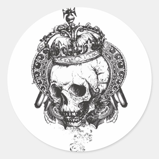 King Skull Classic Round Sticker (Front)