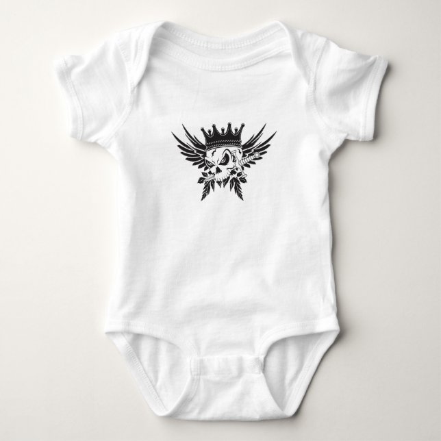 King Skull with Dagger Baby Bodysuit (Front)