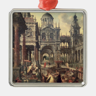 King Solomon and the Queen of Sheba Metal Ornament