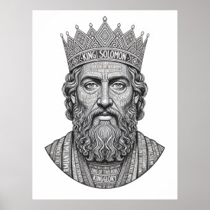 King Solomon Calligraphy Portrait - Vintage Script Poster