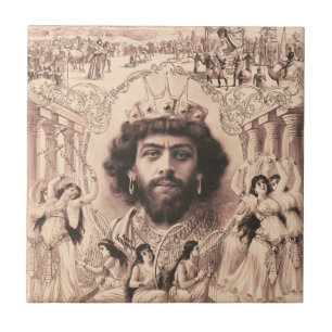 King Solomon Surrounded By Dancing Girls Ceramic Tile