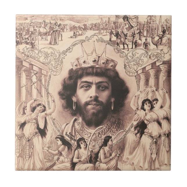 King Solomon Surrounded By Dancing Girls Ceramic Tile (Front)