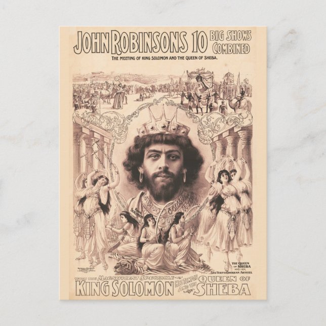 King Solomon Surrounded By Dancing Girls Postcard (Front)