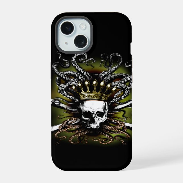 King Squid Skull iPhone 15 Case (Back)