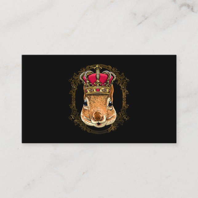King Squirrel Wearing CrownQueen Squirrel Animal 3 Business Card (Front)
