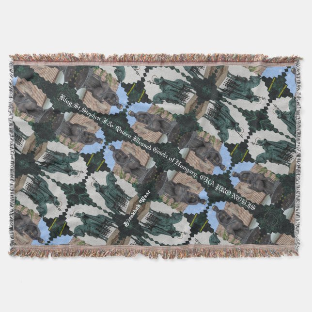 King St Stephen I & Blessed Gisela of Hungary Throw Blanket (Front)