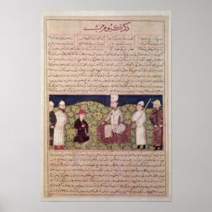 King surrounded by courtiers poster