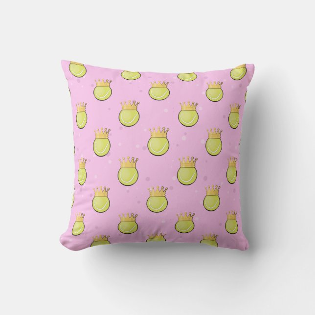 King Tennis - Seamless Pattern on Pink Background Cushion (Front)
