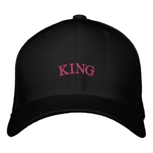 King Text Black Color Wool Outings Perfect Head Embroidered Hat