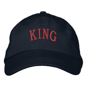 KING Text Navy Colour Royal Attitude Classic-Hat Embroidered Hat