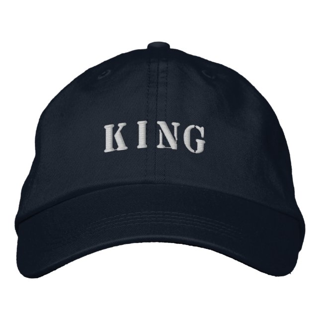 King Text Printed Embroidered hats Caps (Front)