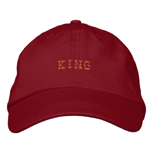 King Text Printed Embroidered hats Caps (Front)