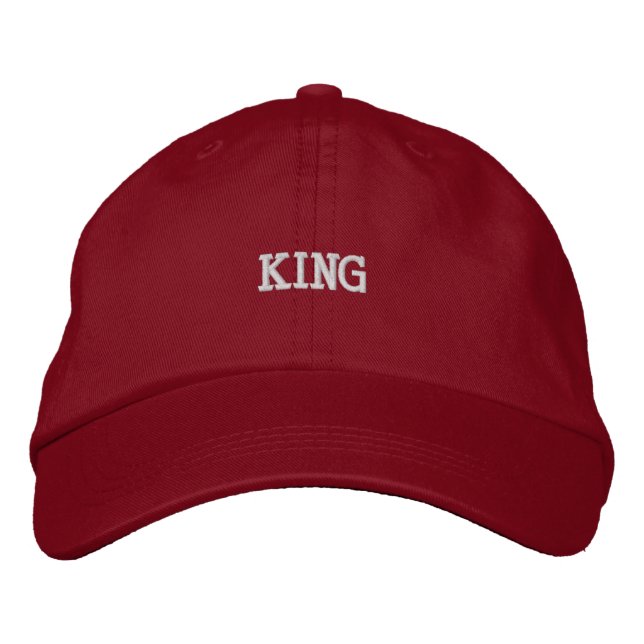 King Text Printed Embroidered hats Caps (Front)