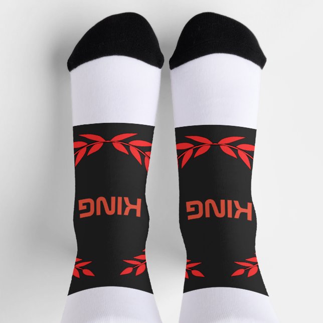 KING Text Printed Style Sustainable Premium Crew Socks (Top)
