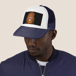 KING Text Printed with Lion Image-Cap Stylish Trucker Hat