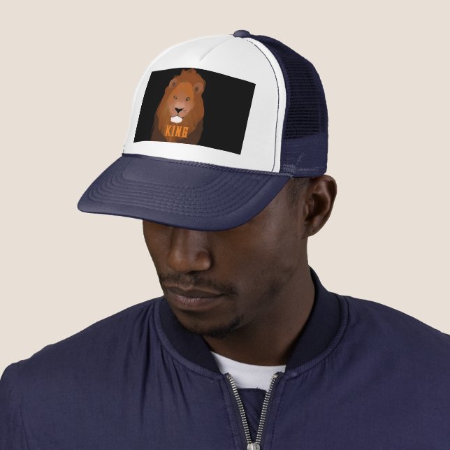 KING Text Printed with Lion Image-Cap Stylish Trucker Hat (In Situ)