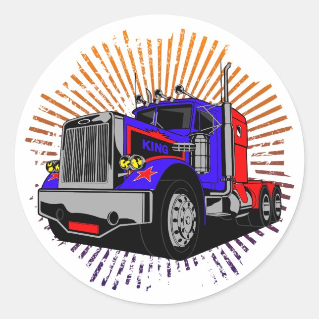King Trucker Classic Round Sticker (Front)