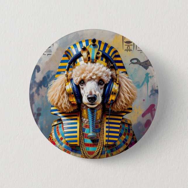 KING TUT-FRENCH POODLE 6 CM ROUND BADGE (Front)