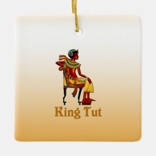 King Tut on his throne Ceramic Tree Decoration