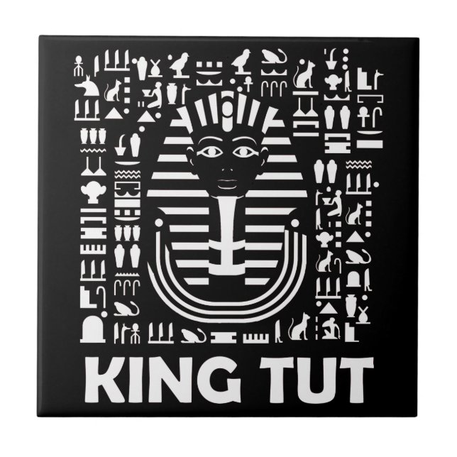 King tut pharaoh egyptian Hieroglyphic Alphabet Ceramic Tile (Front)